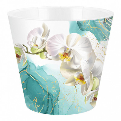 Горшок для цветов InGreen London Orchid Deco D160 мм, 1,6 л с дренажной вставкой, голубая орхидея IG