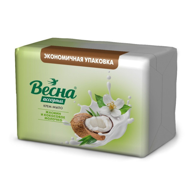 ВЕСНА Крем-Мыло Туалетное твердое 140гр Жасмин и кокосовое молочко арт.6209