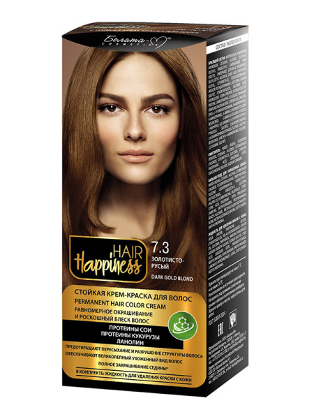 Белита-М Hair Happiness Стойкая Крем-краска Аммиачная тон 7.3 Золотисто-Русый