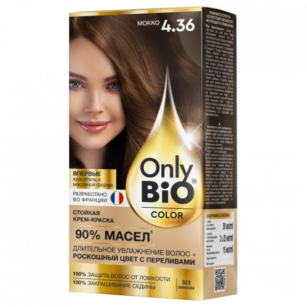 Fito Косметик ФИТО К Стойкая крем-краска Only Bio COLOR Тон 4.36 Мокко 115мл БХ70341БК