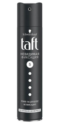 Taft Лак 225 мл. ЧЁРНЫЙ Power Невидимая фиксация (мега сильн. фиксация)  *6*12