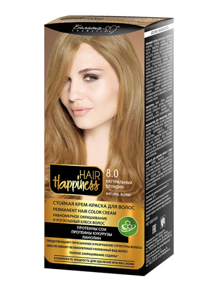 Белита-М Hair Happiness Стойкая Крем-краска Аммиачная тон 8.0 Натуральный блондин