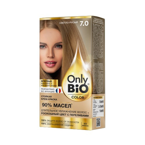 Fito Косметик ФИТО К Стойкая крем-краска Only Bio COLOR Тон 7.0 Светло-Русый 115мл БХ70273БК
