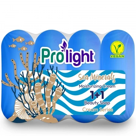 Prolight Мыло туалетное с увлажняющим кремом Морские минералы, 4Х90 гр. (пэт-банка) БХS-1817П