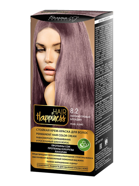 Белита-М Hair Happiness Стойкая Крем-краска Аммиачная тон 8.2 Перламутровый блондин