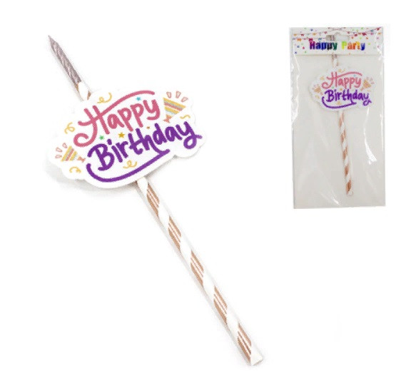 Украшение для торта "Happy Birthday"  в комплекте со свечкой MC-2307080