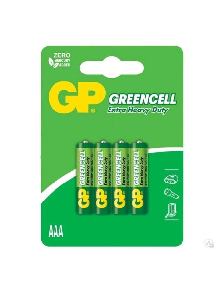 GP 24G-2CR4 40/480 Батарейка GP GreenCell R03 AAA BL4шт Heavy Duty 1.5V
