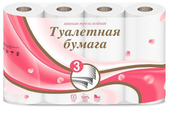 ВЕИРО Туалетная бумага NoName 5C38NN 3сл. 8 шт Белая 17м. 136 лист.