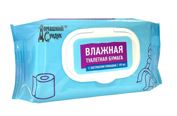 Влажная туалетная бумага с экстр. ромашки 60шт (клапан) ДС-389