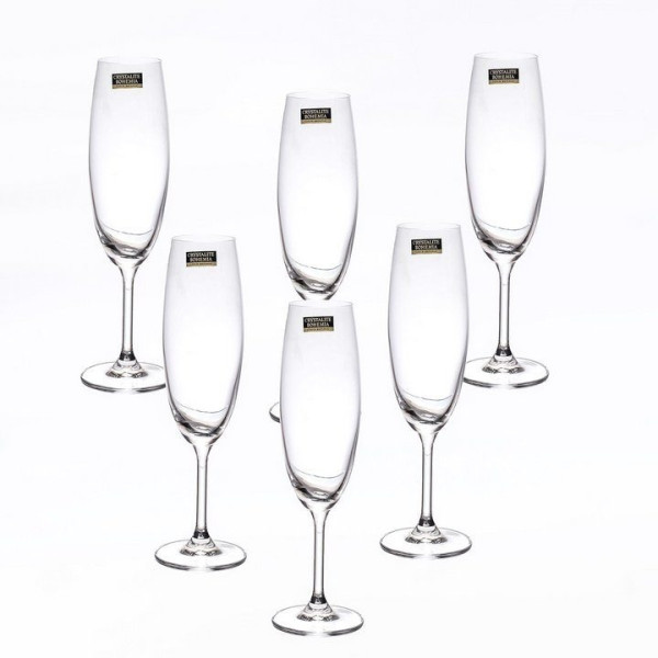 Crystalite Bohemia Набор бокалов для шампанского Milvus/Barbara 250 мл (6 шт) 910/1SD22/0/00000/250- 17168ГЛ
