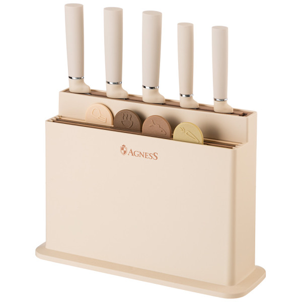 Agness НАБОР ИЗ 10ПР: 5 НОЖЕЙ, 4 ДОСКИ И ПОДСТАВКА AGNESS 671-202