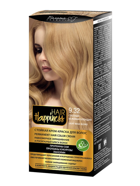 Белита Hair Happiness Стойкая Крем-краска Аммиачная тон 9.32 Светлый Бежевый блондин БХ08176БК