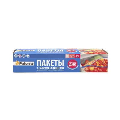 Пакеты со слайдером для замораживания и хранения, 3 л, 27 х 26 см, 40 мкм, PATERRA
