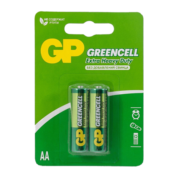 Батарейка GP GreenCell R6 AA BL2шт Heavy Duty 1.5V GP 15G-2CR2 36/144
