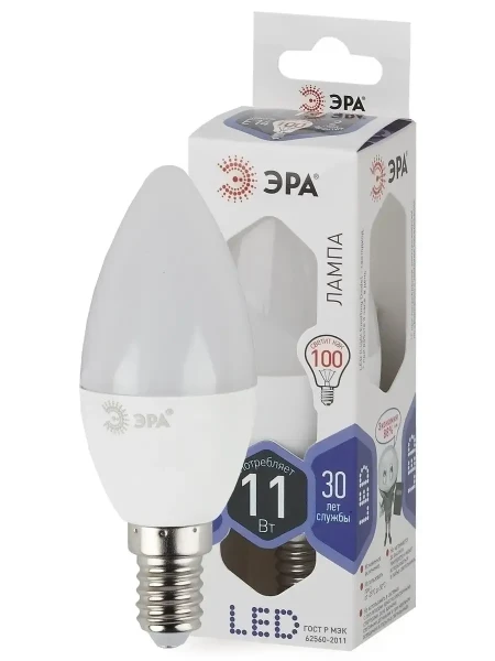 LED B35-11W-860-E14  Лампа светодиодная ЭРА STD LED B35-11W-860-E14 11Вт свеча холодный дневной свет Е14
