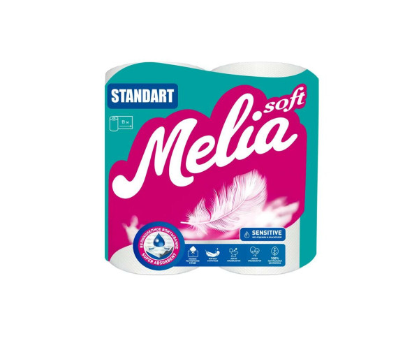 MELIA SOFT Бумага туалетная Стандарт 2сл. 12рул. Белая 19м. *1/6