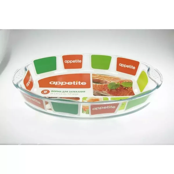Форма стекл овал 39x27x6см 3,9л с руч ТМ Appetite PLH9