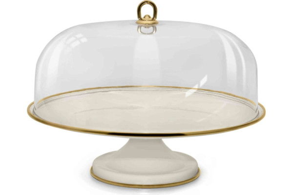 Rashel Тортница эмалированная на ножке, пластиковая крышка, d=31cm R7731