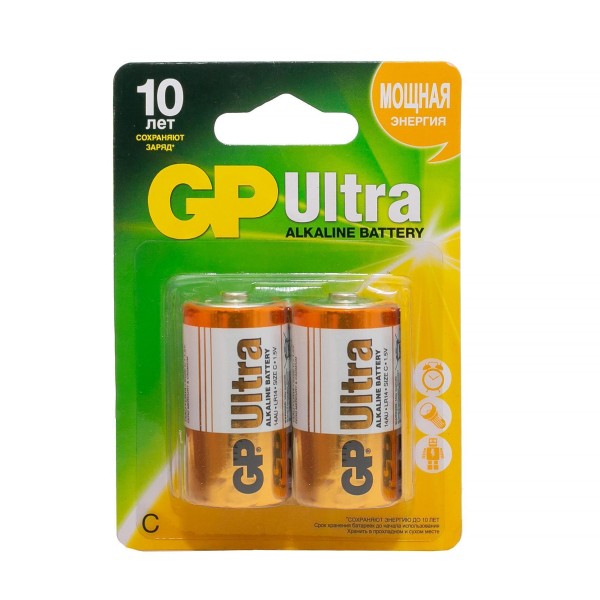 Батарейка GP ULTRA LR14 C BL2 Alkaline 1.5V GP 14AU-2CR2 20/160