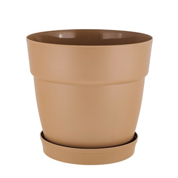 Plastic Centre Горшок для цветов InGreen Villa de Fiori с фиксируемым поддоном 1,1л, D130мм, молочный шоколад IG660010047