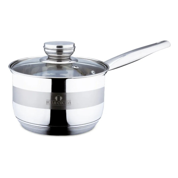 Bella Cucina Ковш со стеклянной крышкой, 16см, 2,1л, нерж. Сталь 2034-BC
