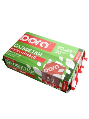 Салфетки из вискозы Dora, 20х24см, 50шт, перфорированные, в диспенсере (16) 2001-054
