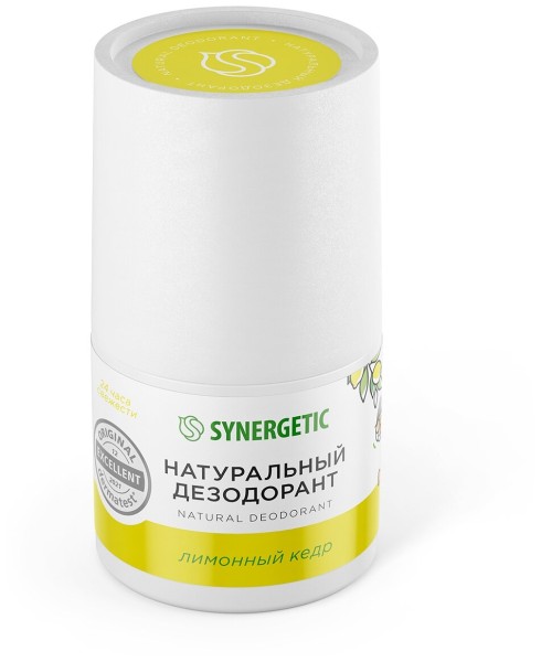 SYNERGETIC Натур. део-ролик "лимонный кедр" 50мл *6*12