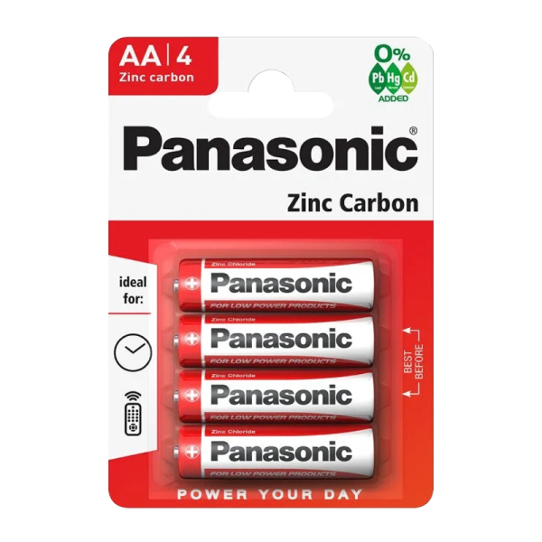 R6RZ/4P Батарейка Panasonic R6 AA BL4шт Zinc Carbon 1.5V