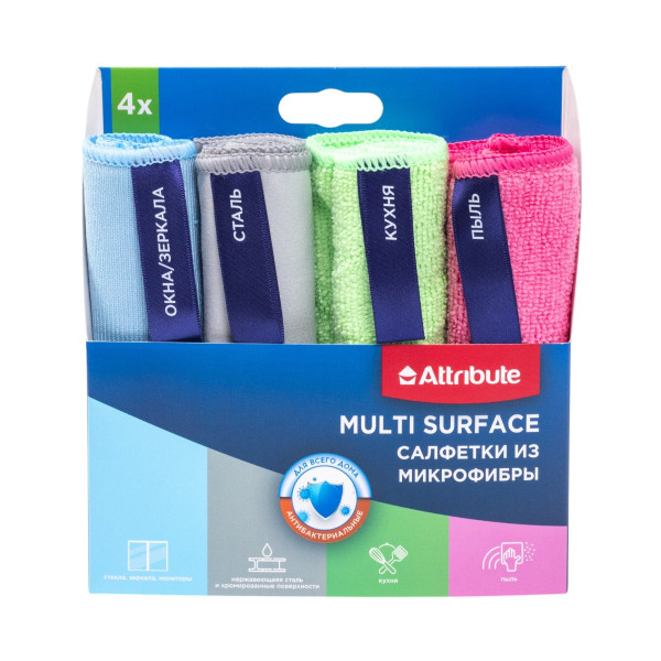 Набор салфеток из микрофибры MULTI SURFACE 4шт