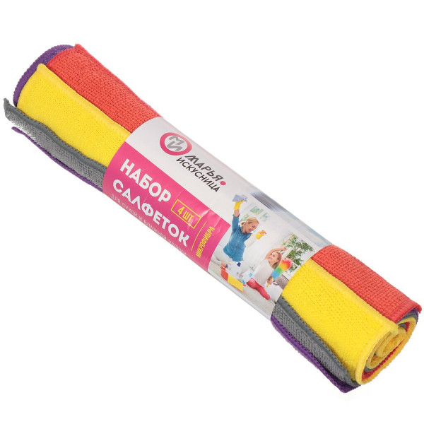 Марья Искусница Салфетка бытовая Микрофибра 29*29см 4шт D-315767
