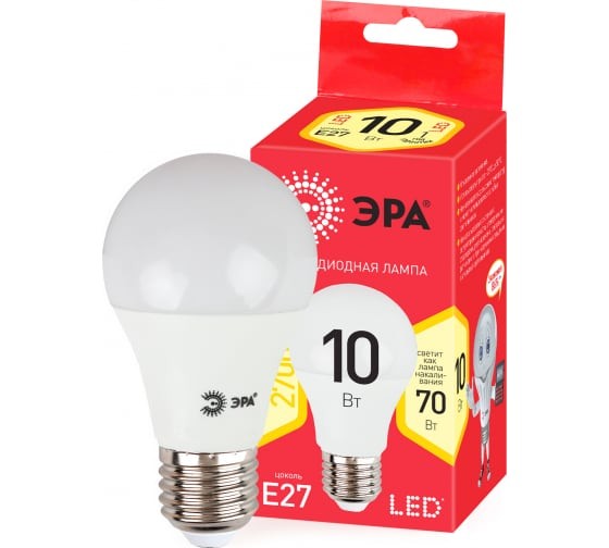 Лампы СВЕТОДИОДНЫЕ ЭКО  ЭРА LED smd A60-10w-827-E27_ECO Б0028006
