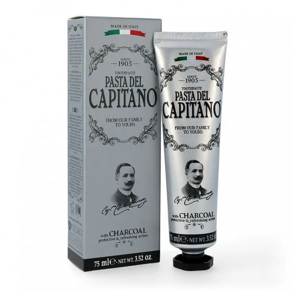 Pasta del Capitano Зубная паста Отбеливающая с древесным углем 75 мл БХ00070511С