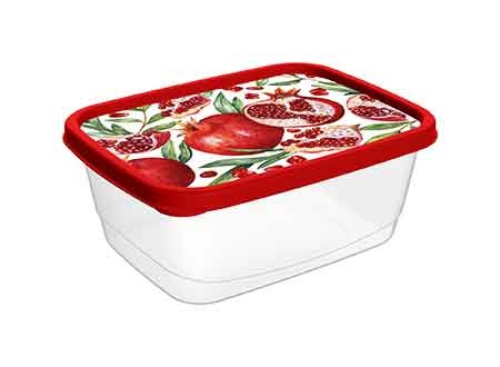 Idiland Контейнер для продуктов прямоугольный 0,5л с декором (красный) 221153606/03