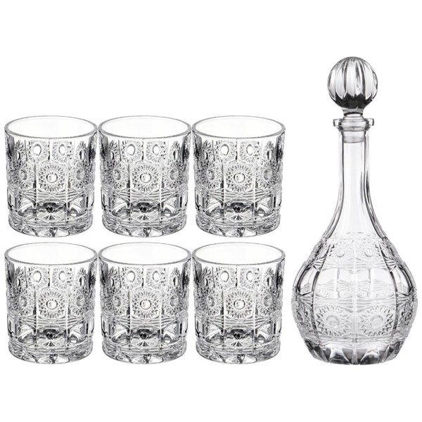 LEFARD НАБОР ДЛЯ ВИСКИ "MUZA CRYSTAL" 7ПР.: ШТОФ + 6 СТАКАНОВ 950/300 МЛ 195-187