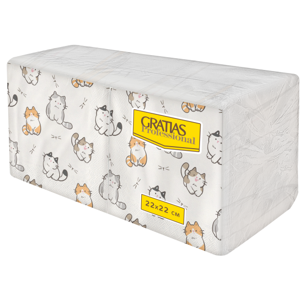 GRATIAS Салфетки 1сл 22см 400л Professional Домашние котики