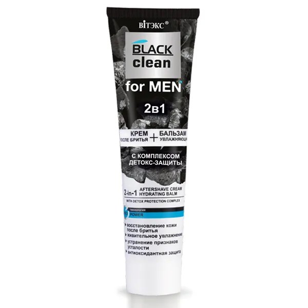 ВИТЭКС BLACK CLEAN FOR MEN 2в1 КРЕМ ПОСЛЕ БРИТЬЯ + УВЛАЖНЯЮЩ. БАЛЬЗАМ с комплекс.детокс-защиты,100 м