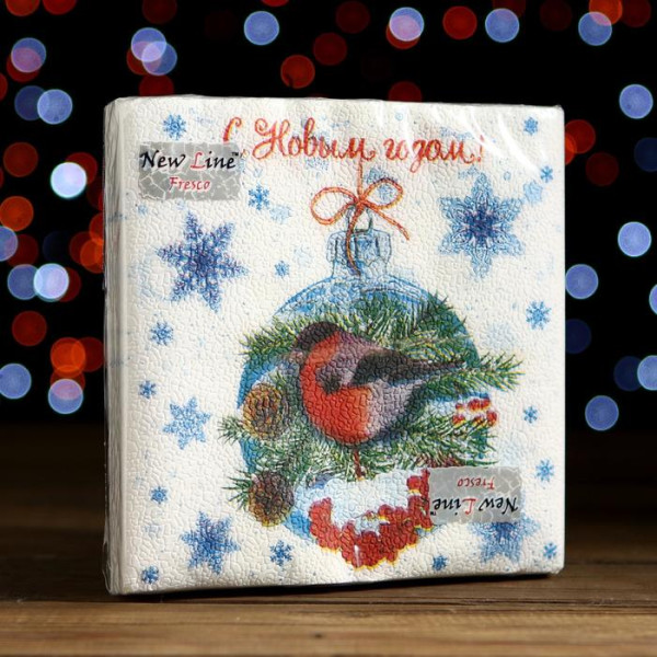 New line Fresco Салфетки ФРЕСКО 33*33 (20шт) 2-х сл. Зимняя птичка БХ4023623