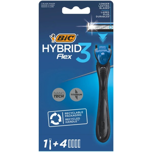 БИК Flex 3 HYBRID Станок +4 кассеты (3-х лезв.) *2*5*10