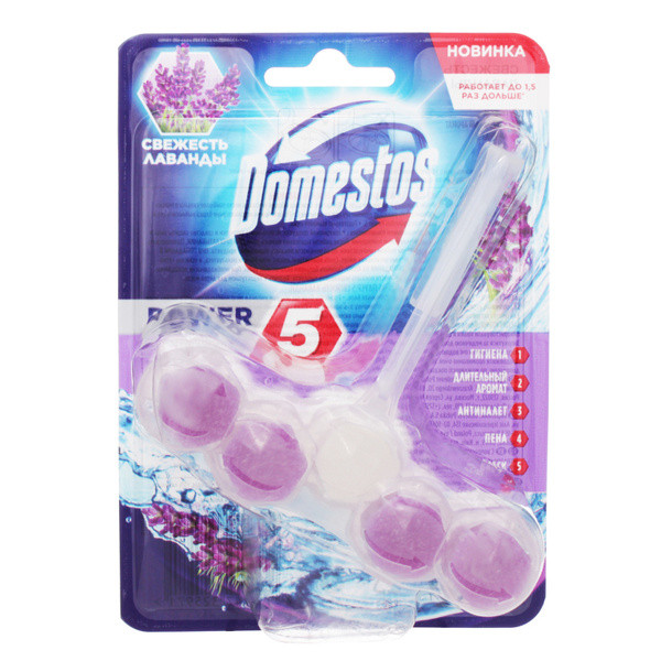 Domestos БЛОК д/унитаза Power 5 ДУО Свежесть Лаванды 55 гр БХ4030536