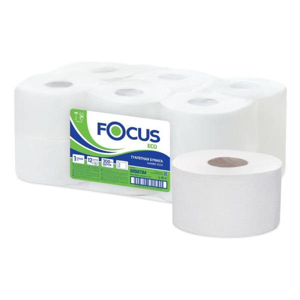 Бумага туалетная "Focus Eco Jumbo", 1 сл., 200м 1 шт/рул "Focus" РОССИЯ 5050784