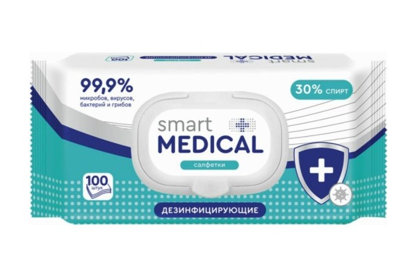 Smart medical Салфетки дезинфицирующие №100 с пластик. клапаном БХ72029Т